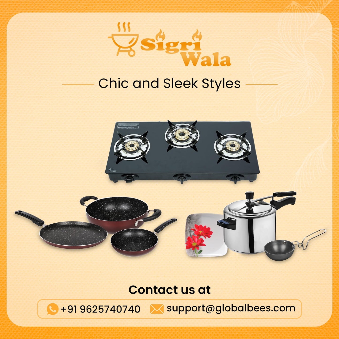 SigriWala Surya 2 burners stove - black elegant design