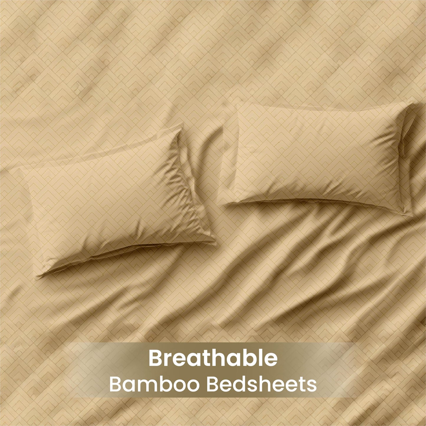 Mush bamboo queen size bedsheet - stylish geometric print