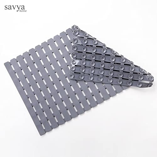 Combo: Pack of 2 PVC Bathmats - Anti-Skid, Quick Dry, Non Slip | 40x71cm | Grey