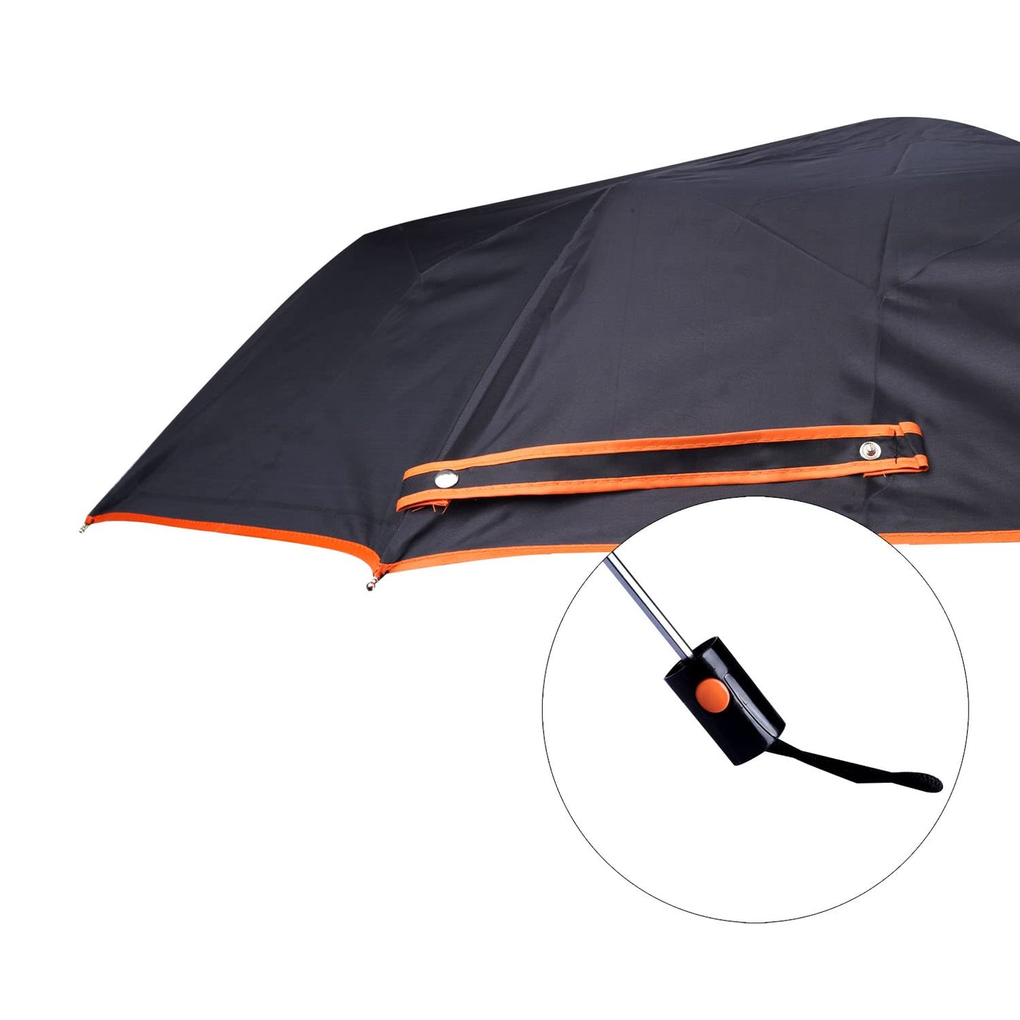 THE CLOWNFISH Umbrella Coloured Piping Series 3 Fold Auto Open Waterproof 190 T Polyester Double Coated Silver Lined Umbrellas For Men and Women (Coloured Piping- Orange)