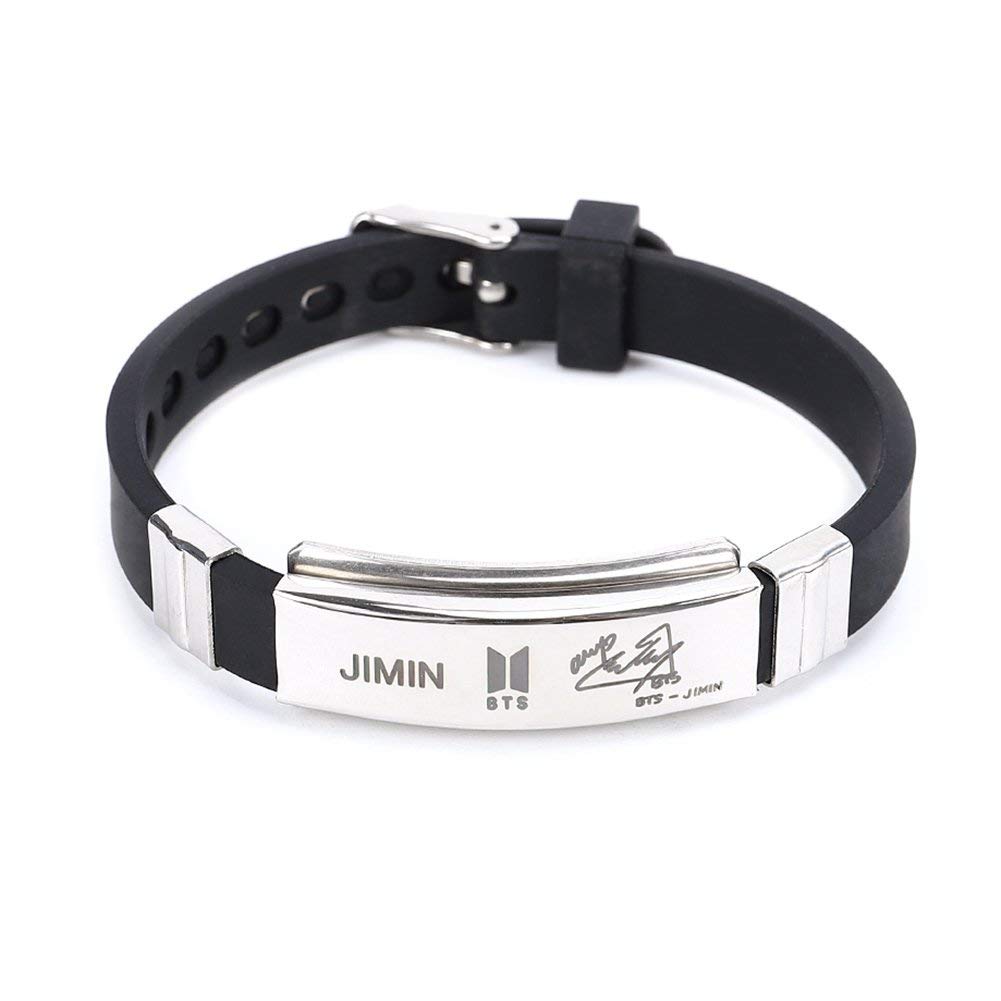 Buy Men s BTS Bracelet Silver Toned Jimin Signature Design The buy-men-s-bts-bracelet-silver-toned-jimin-signature-design-the