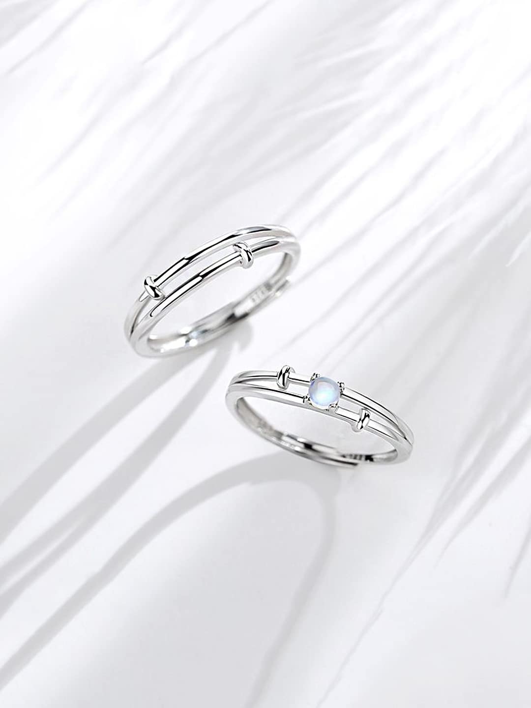 Yellow Chimes opal couple rings - Valentine's Day gift