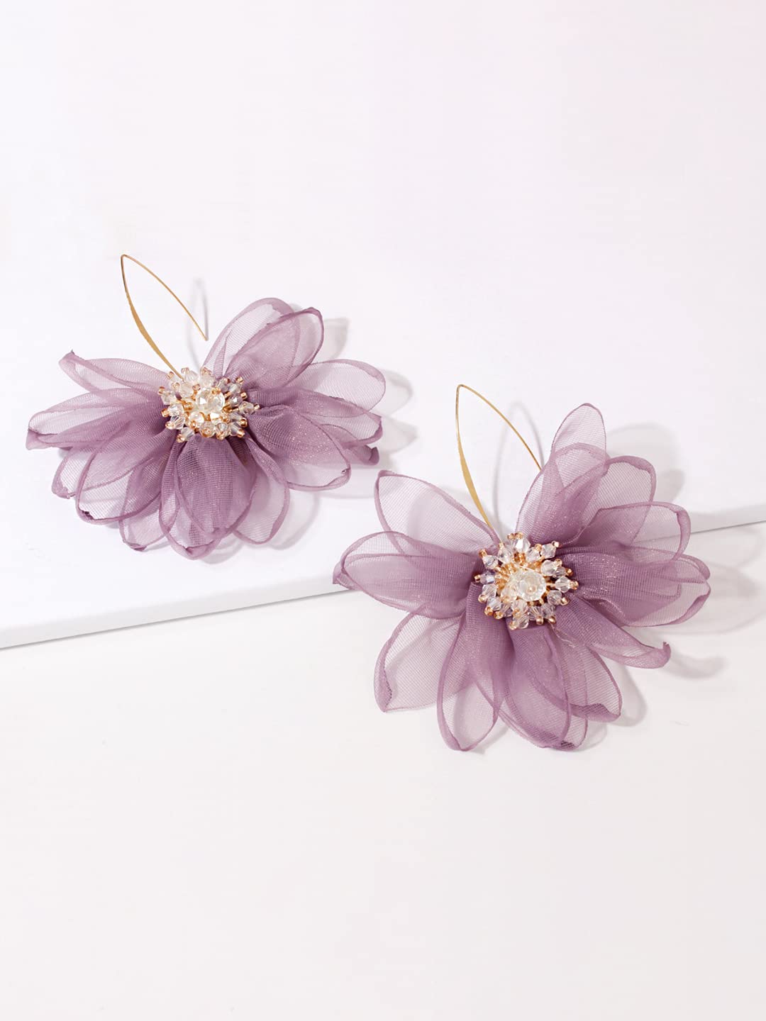 Yellow Chimes purple fabric earrings - Casual outing accessory