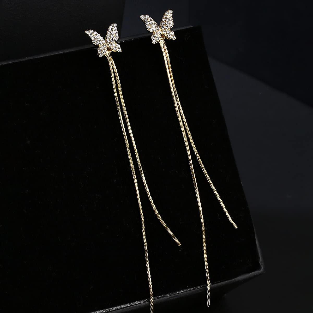 Yellow Chimes gold long chain earrings - daily styling