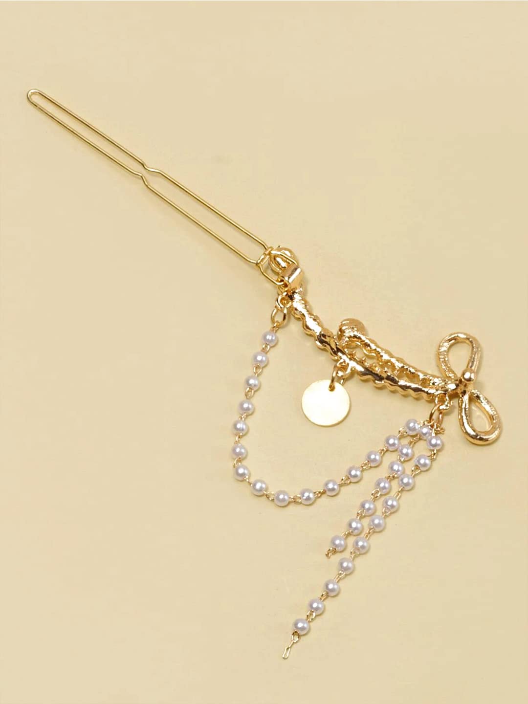 Yellow Chimes Bow Hair Pin - Party wear accessory