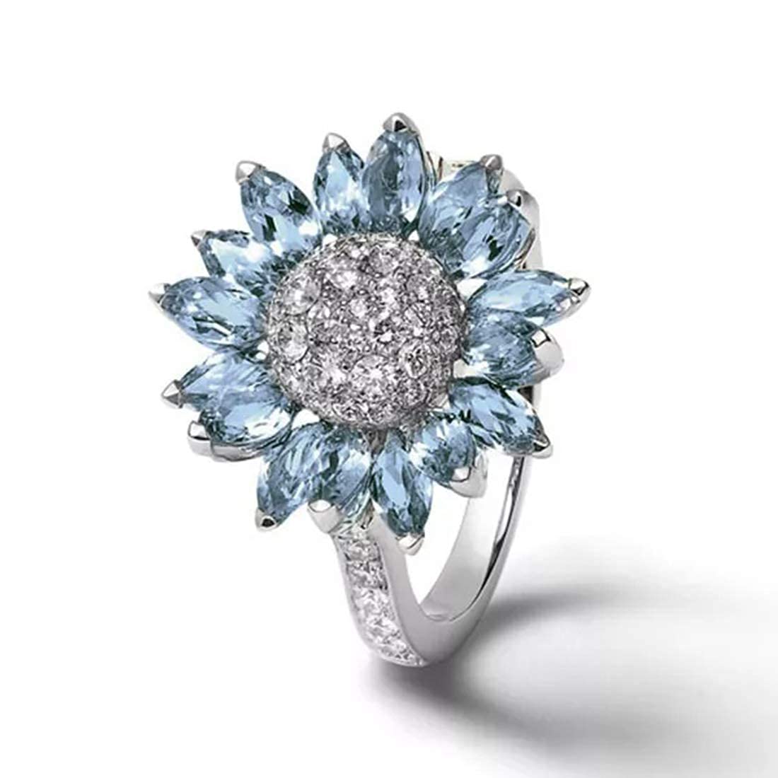 Yellow Chimes crystal sunflower ring - for anniversaries