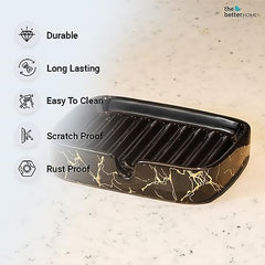 Ceramic Soap Case,Soap Dish Tray | Black (Set of 4)