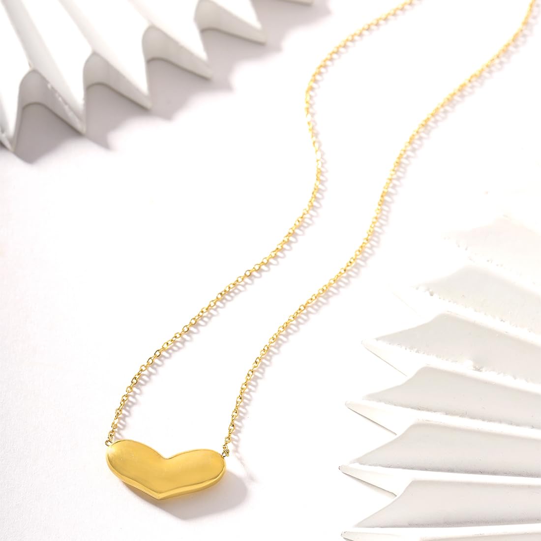 Yellow Chimes Gold Heart Pendant Necklace - Elegant Gift for Her
