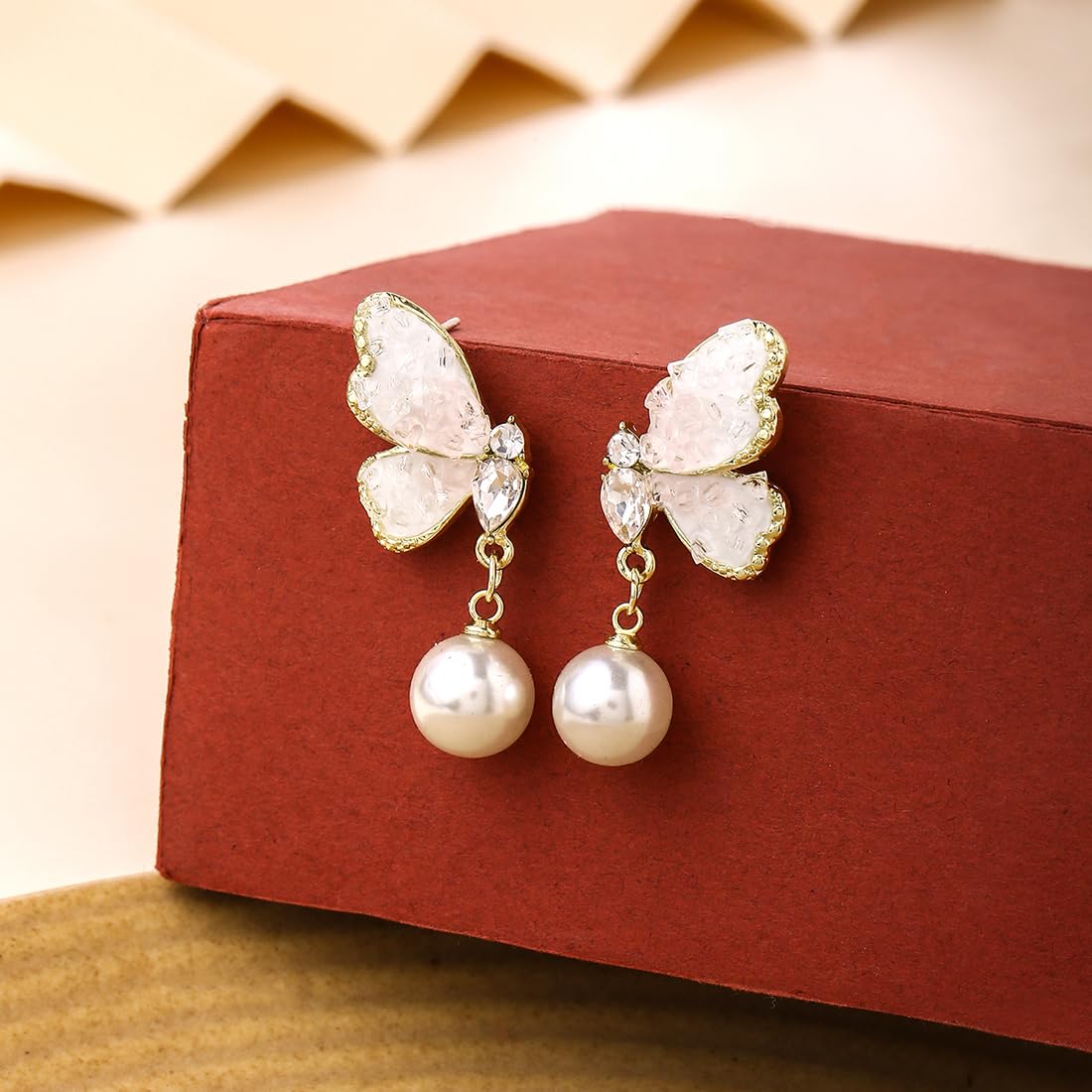 Yellow Chimes Gold Plated Butterfly Earrings - Elegant Style