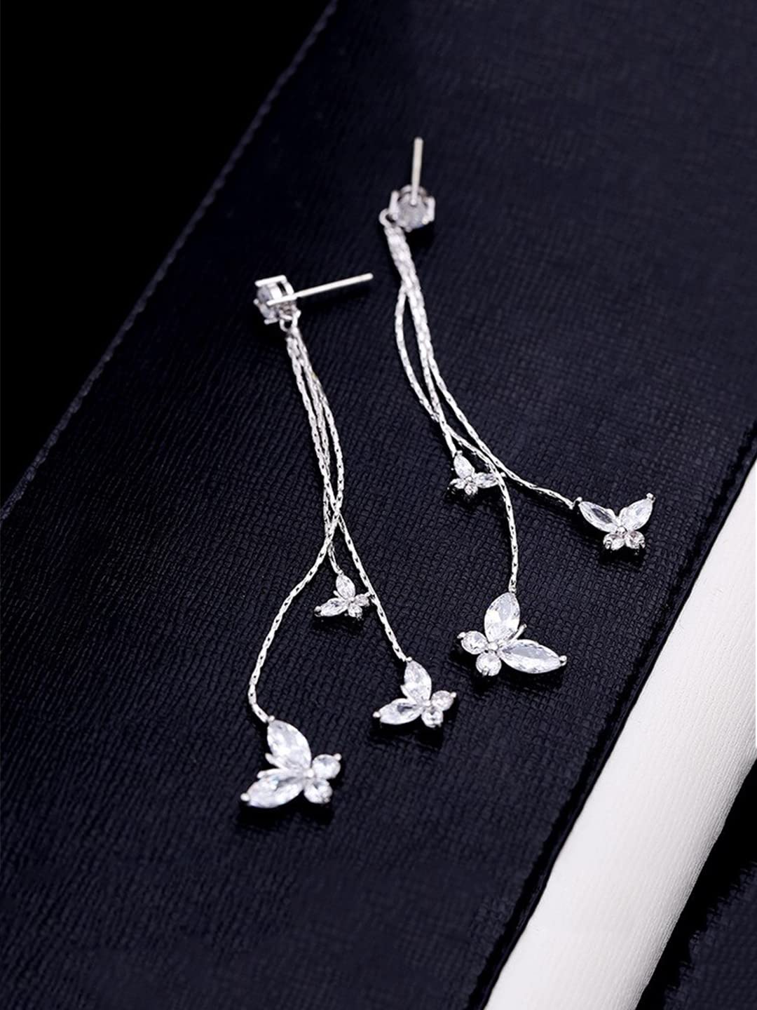 Women Earrings - Butterfly Long Chain Danglers | Silver | Fashion Jewelry