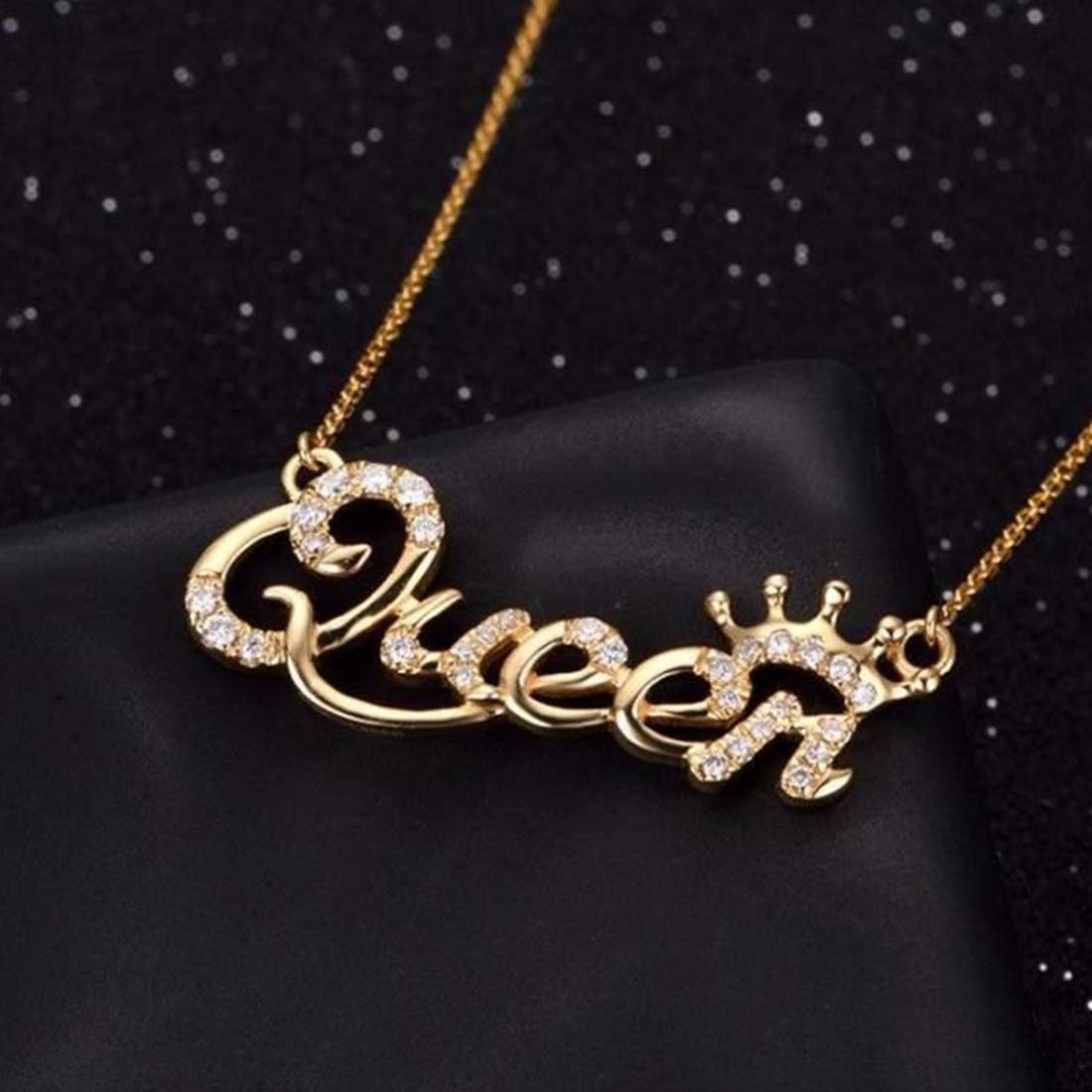 Yellow Chimes queen crown pendant - elegant jewelry for women