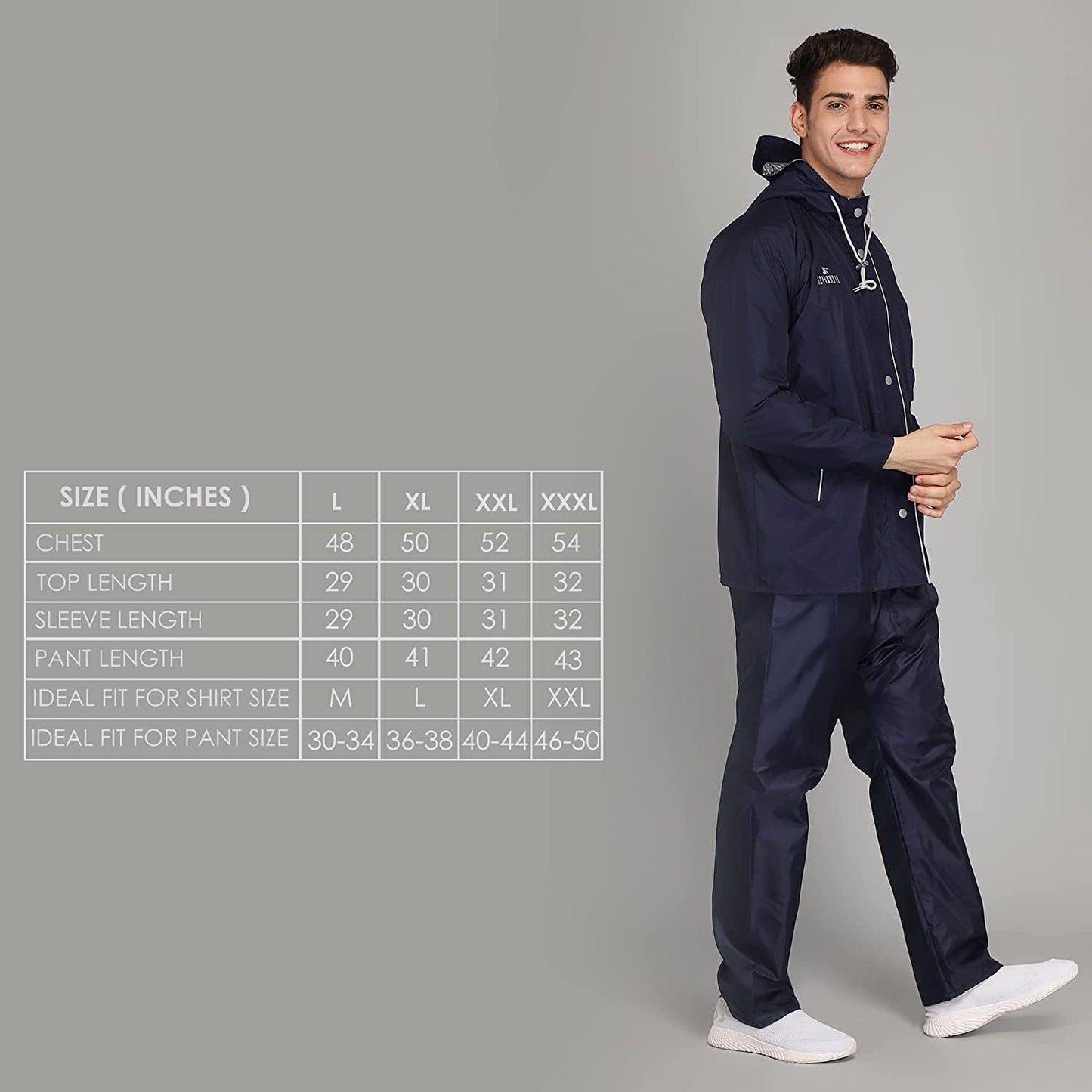 Men's Waterproof Reversible Raincoat with Hood | Storage Pouch | XXXLarge | Arthur Blue