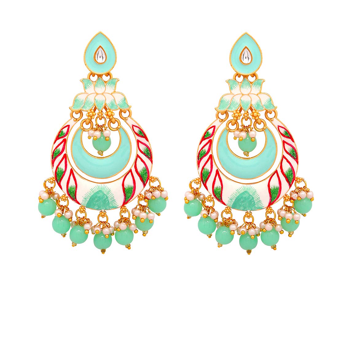 Yellow Chimes Green Dangle Earrings - Ideal for Special Occasions