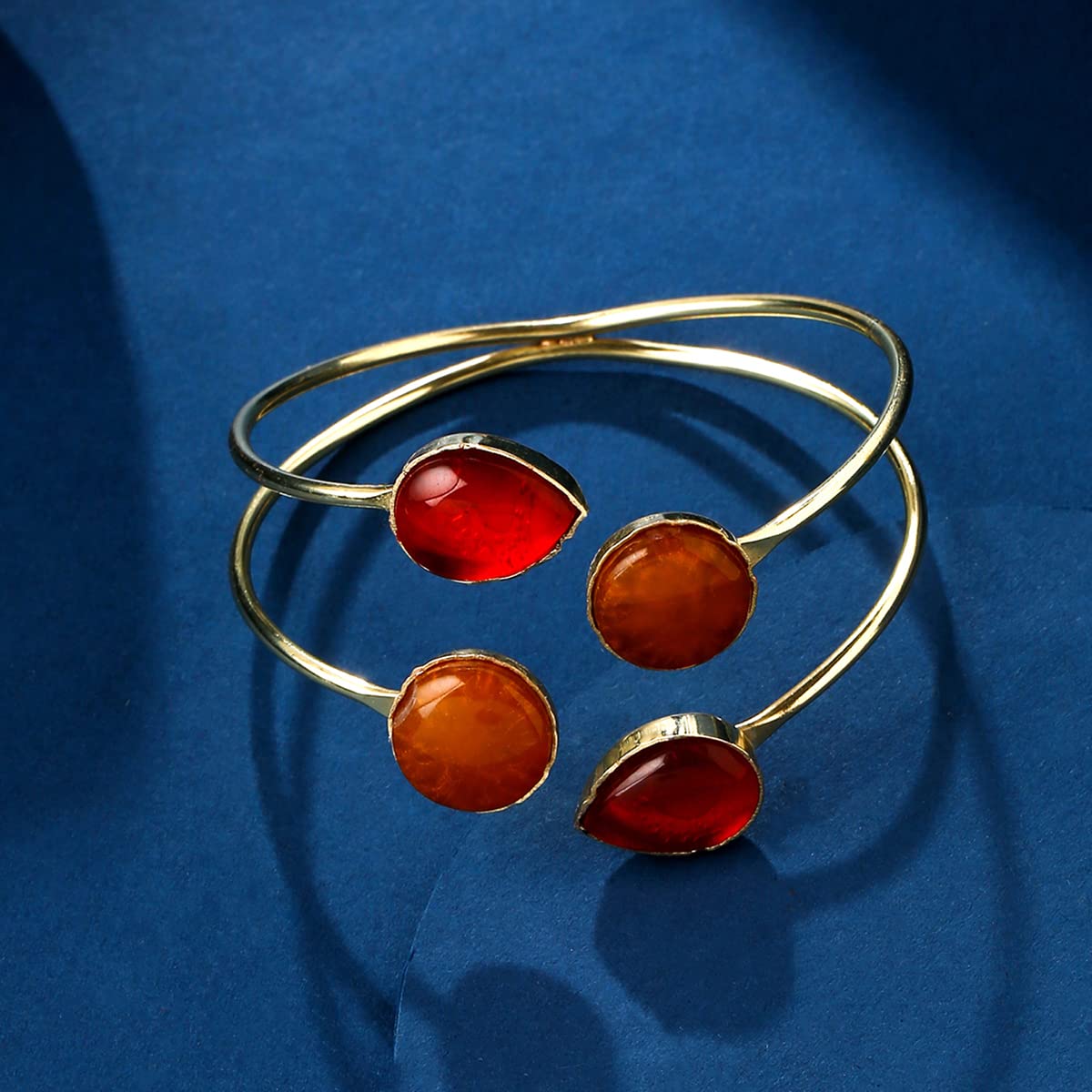 Yellow Chimes Dual Color Stone Studded Cuff Kada - Casual outing