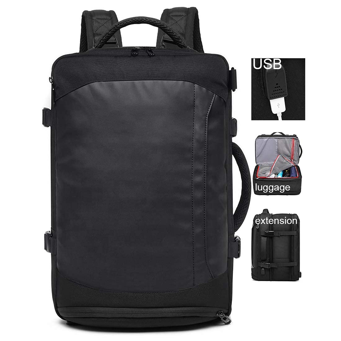 THE CLOWNFISH Multi-Functional Detachable 15.6'' Laptop Backpack | Rain Cover Included | Black