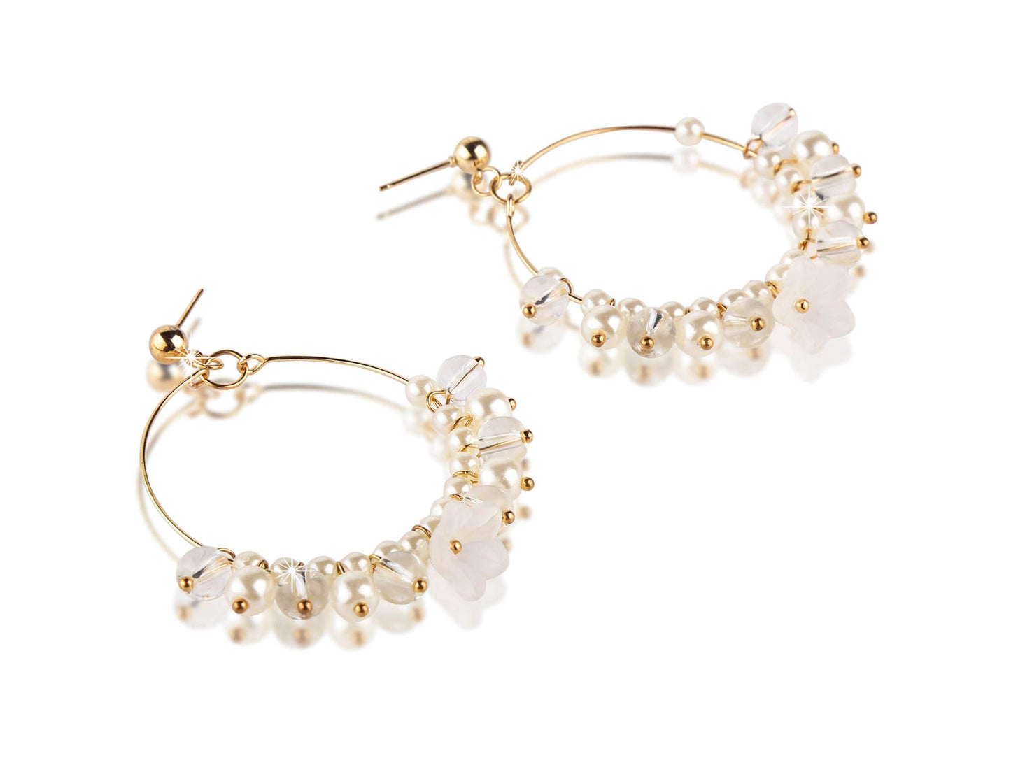 Yellow Chimes white floral earrings - formal event