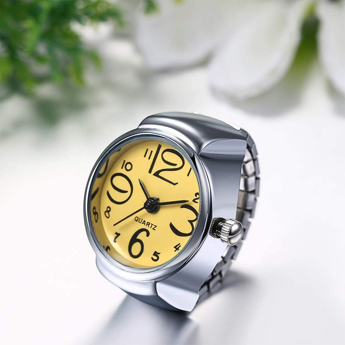 Yellow Chimes women's stainless steel ring watch - gift for her