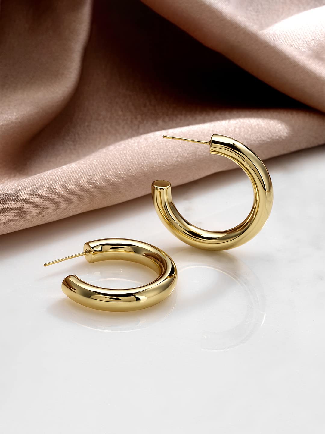 Yellow Chimes Gold Plated Hoop Earrings - Everyday Wear
