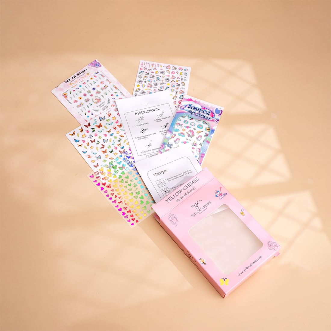 Yellow Chimes Nail Stickers - Fresh daisy design for girls