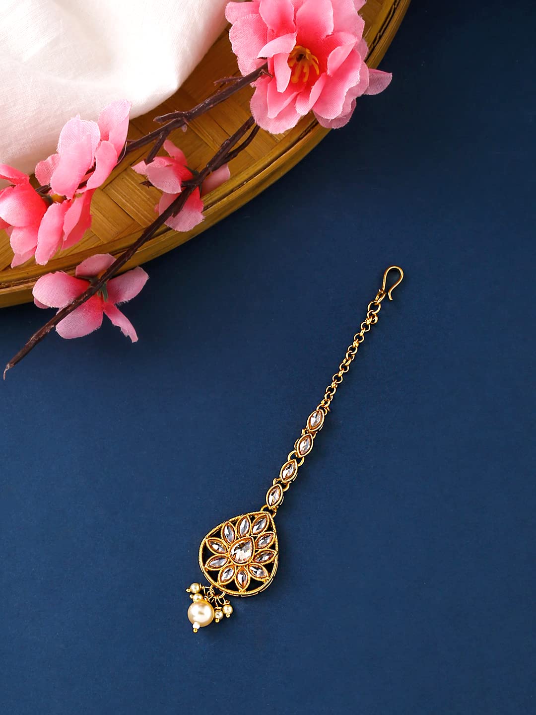 Yellow Chimes maang tikka - Festive jewelry for girls