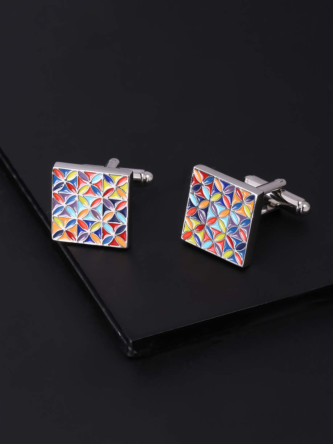 Yellow Chimes Enamel Cufflinks - Elegant party accessory