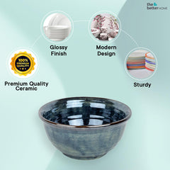 The Better Home Terra Series Ceramic Serving Bowl | Ramen Soup Bowl Microwave Safe | Scratch Resistant | Stain Proof