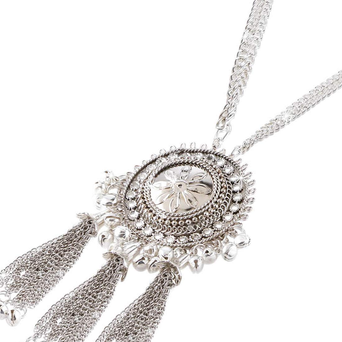 Yellow Chimes silver necklace set - Ethnic wear complement