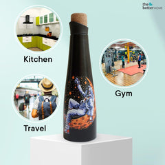 The Better Home Insulated Stainless Steel Water Bottle With Cork Cap 750ml | 18 Hours Of Insulation | Hot And Cold Water For Office School Gym | Airtight Leak Proof BPA Free | Motivational Quote Print