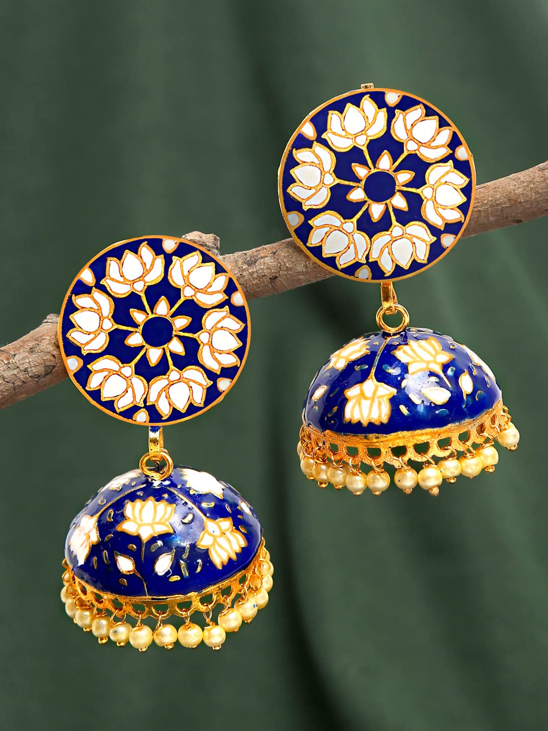 Yellow Chimes Meenakari Jumka Earrings - Perfect for Festive Celebrations