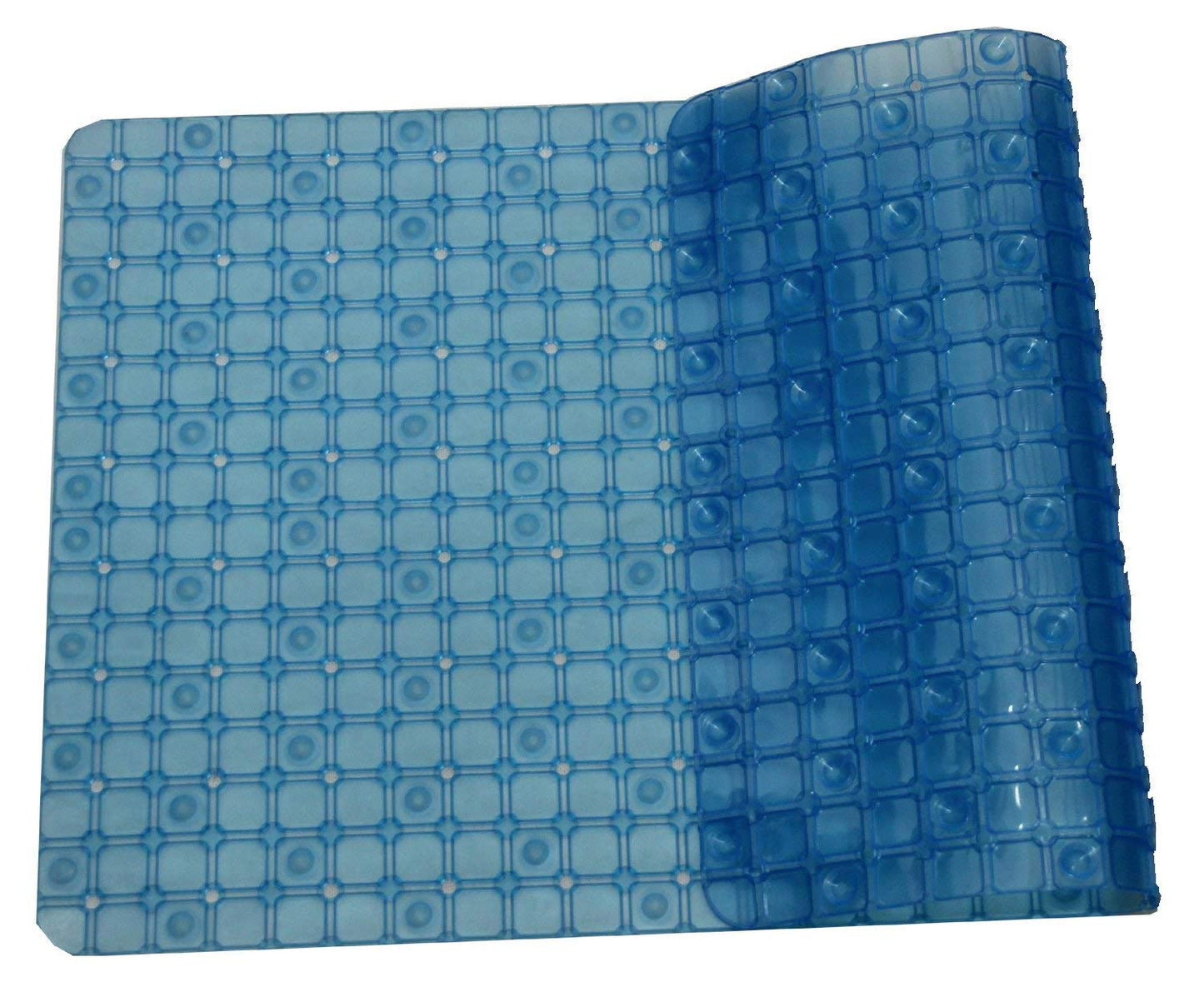 PVC Bath Mat with Suction Cups - Rectangular Shape | Standard Size | Sky Blue | Non-Slip Design