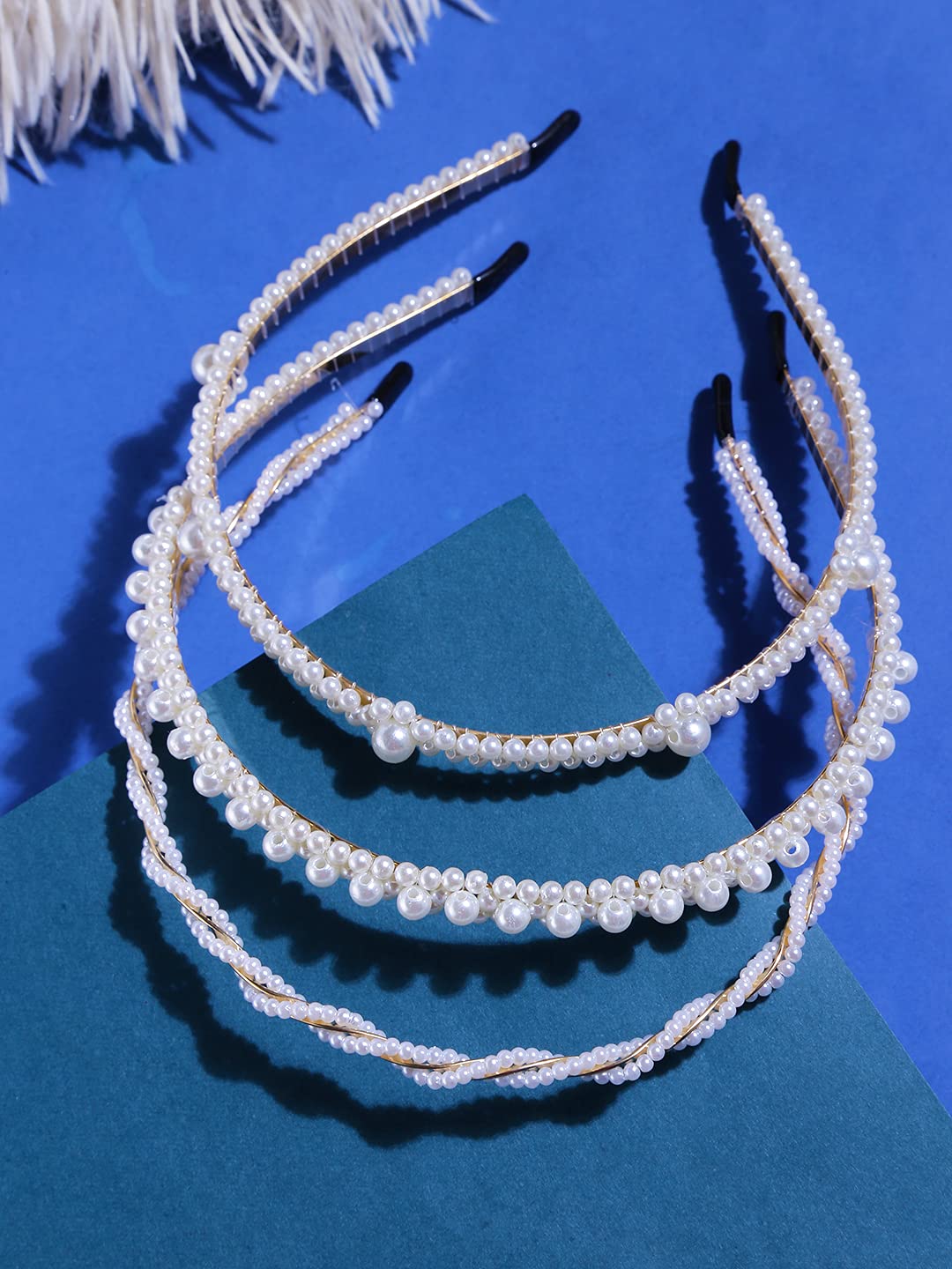 Yellow Chimes white hair bands - wedding hairstyle