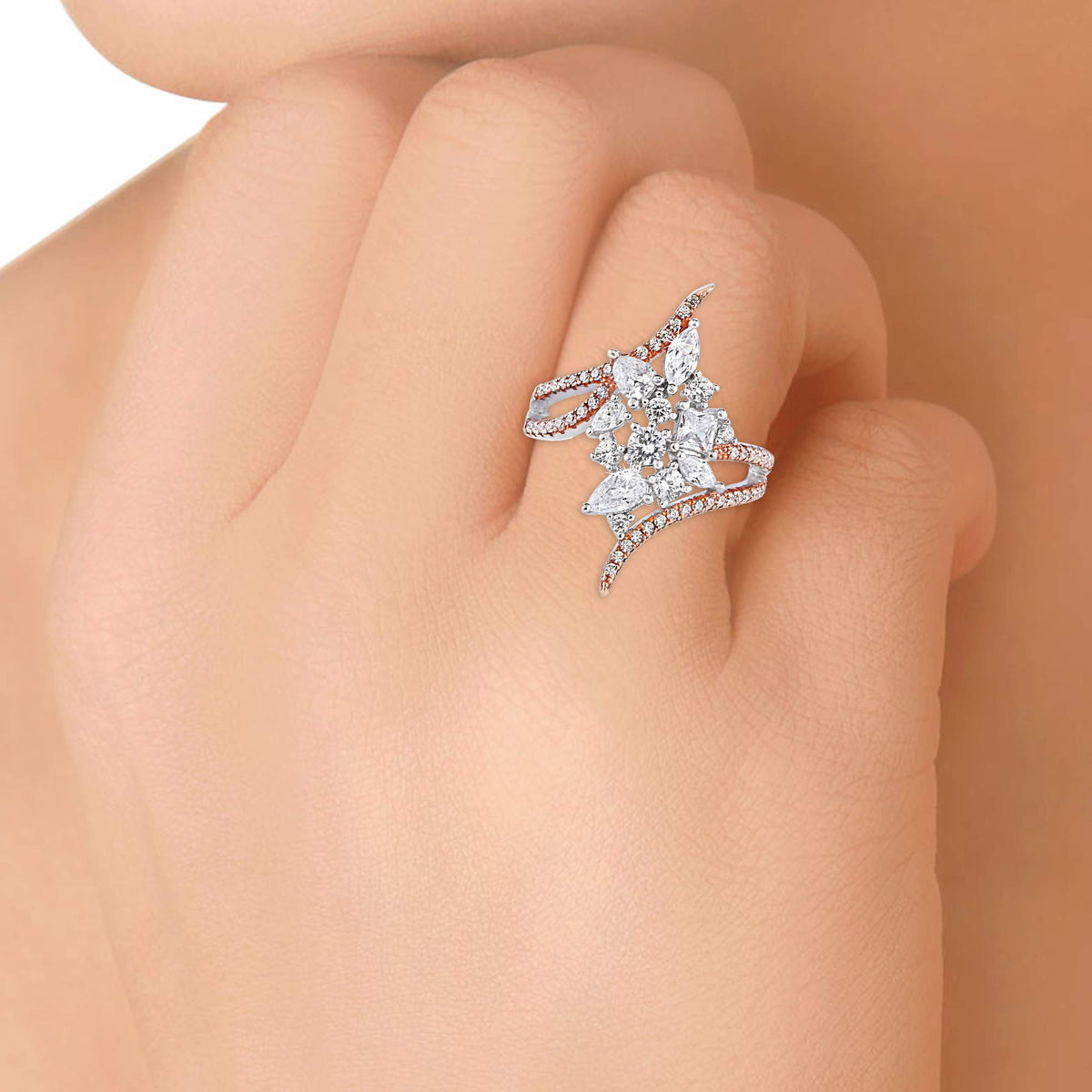 Yellow Chimes Victoria Cut Silver Ring - Perfect for Parties