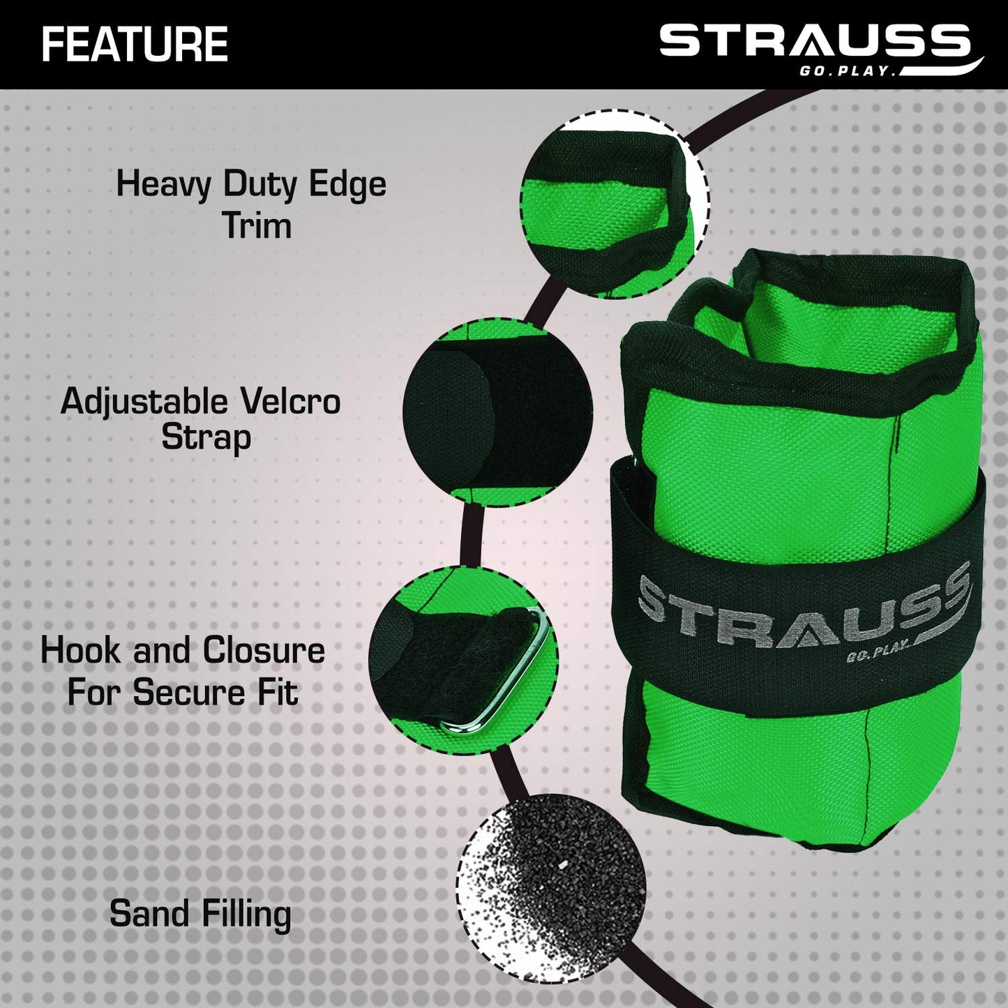Strauss Adjustable Ankle Weight - Ideal for running and jogging