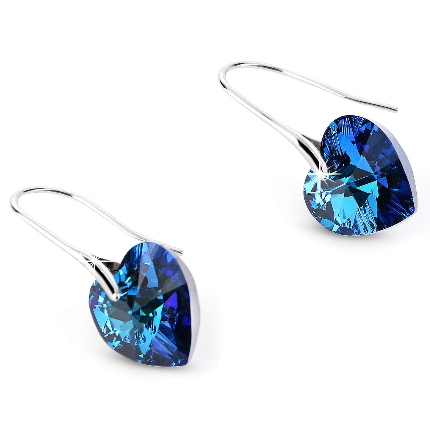 Yellow Chimes blue heart earrings - elegant evening wear