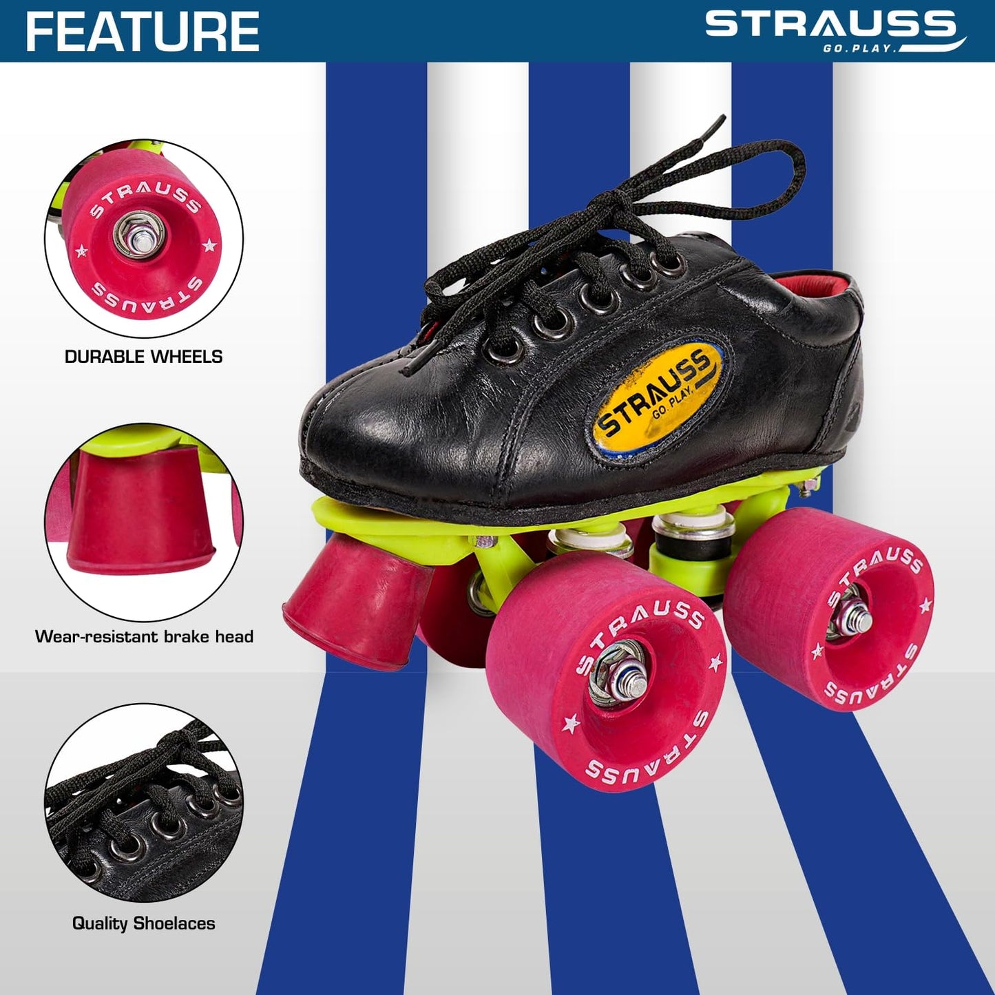 Strauss Sports Adjustable Roller Skates - Perfect for Young Skaters