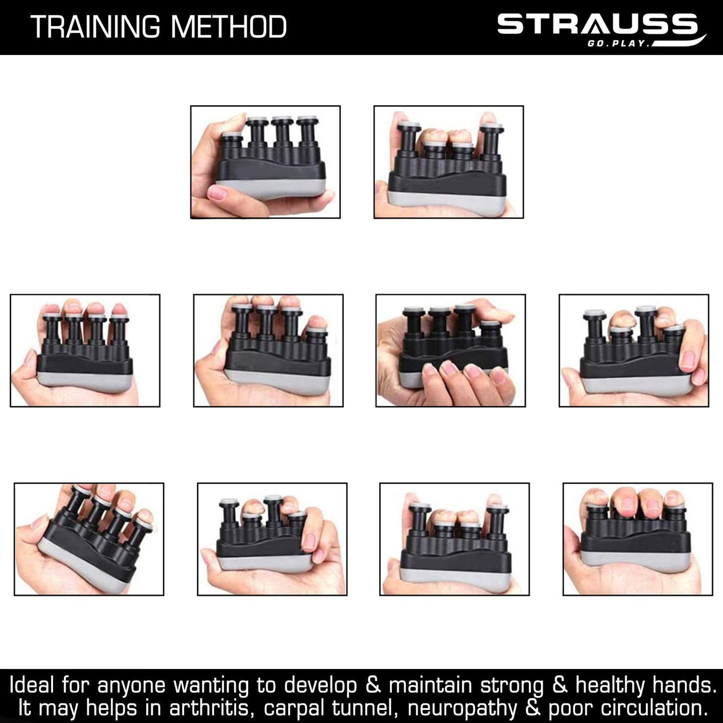 Adjustable Finger Hand Grip - Enhance Finger Strength & Flexibility | Yellow