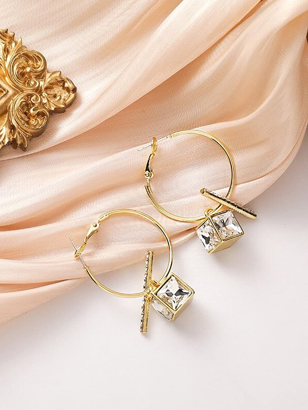 Yellow Chimes Gold Tone Hoop Earrings - Stylish outfit accessory