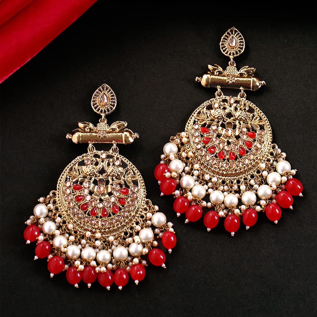 Yellow Chimes Kundan Earrings - Ethnic wear styling
