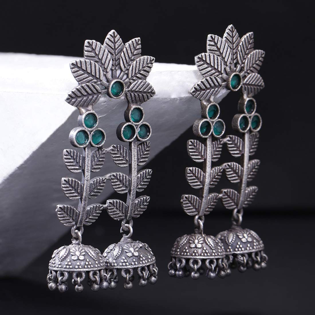 Yellow Chimes Silver Look-alike Earrings - Traditional Wear