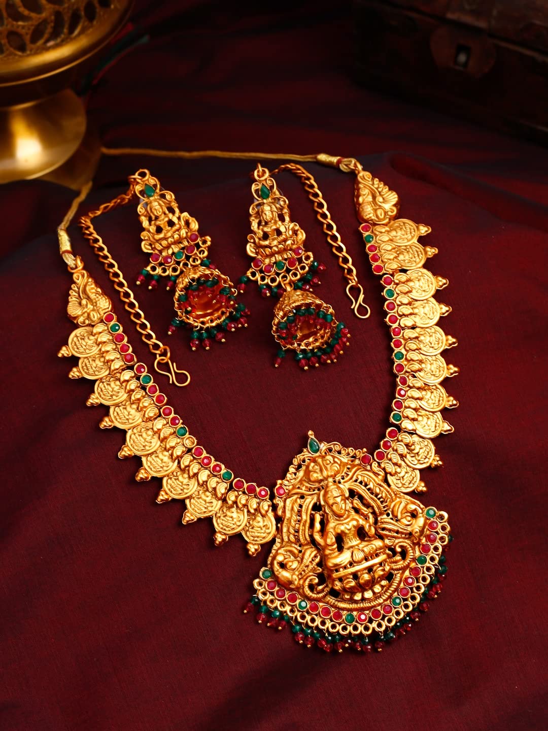 Yellow Chimes Temple Jewellery Set - Wedding Wear