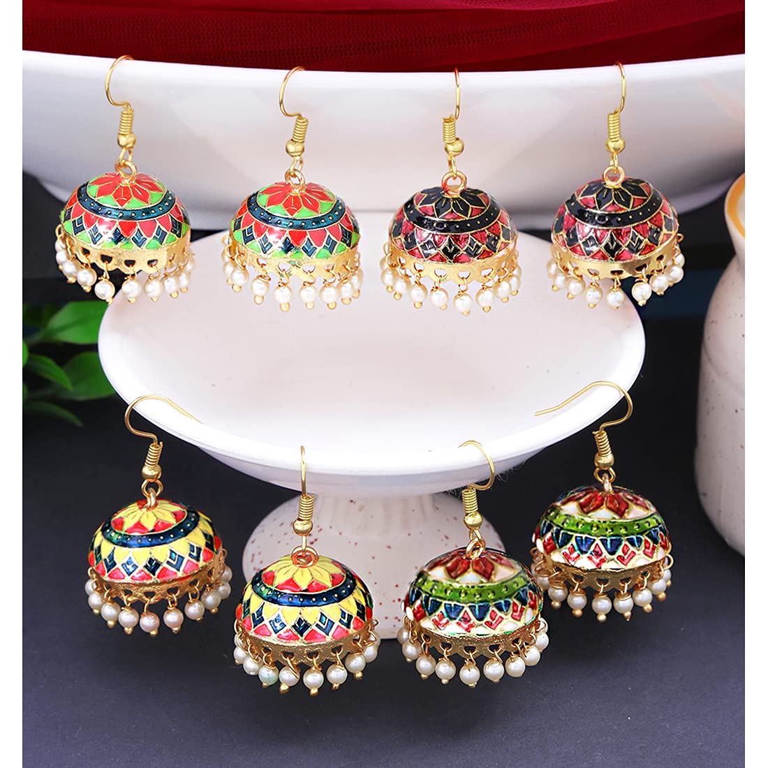 Yellow Chimes Jhumka Earrings - traditional gift for women