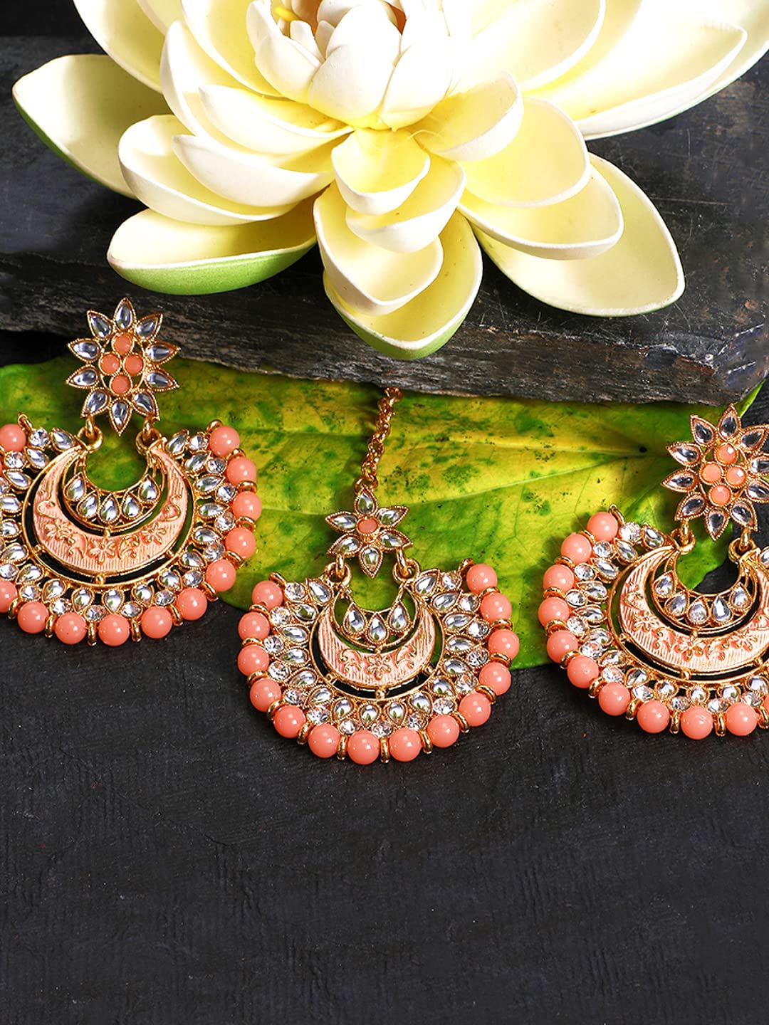 Yellow Chimes Kundan Earrings - Perfect for Weddings