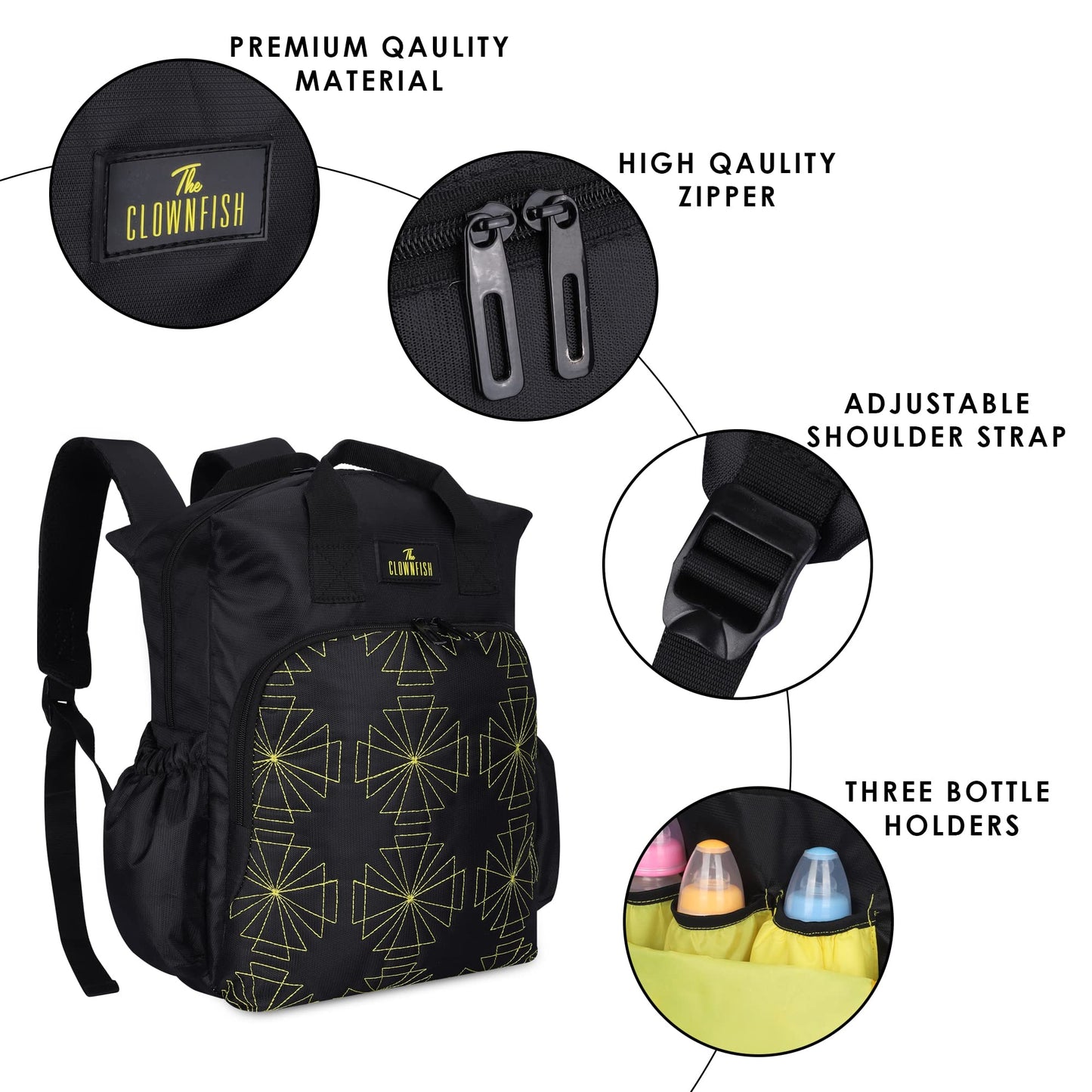 Diaper Bag/Backpack - Lightweight, Large Capacity | Includes Changing Mat | Black