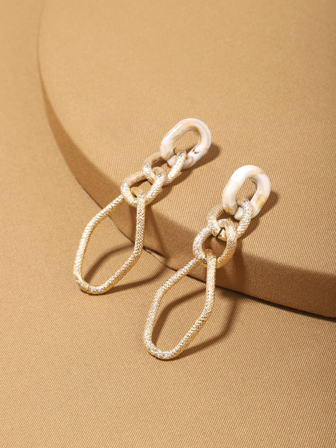 Yellow Chimes Gold Toned Chain Drop Earrings - Formal Event