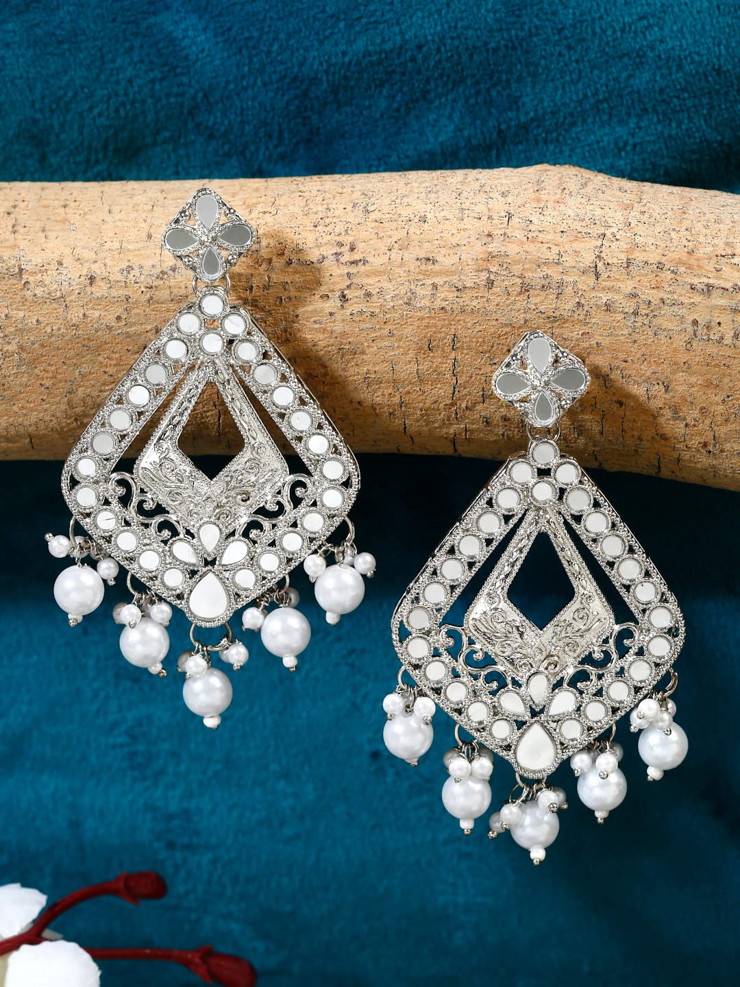 Yellow Chimes Silver Oxidised Dangler Earrings - Casual Outfit