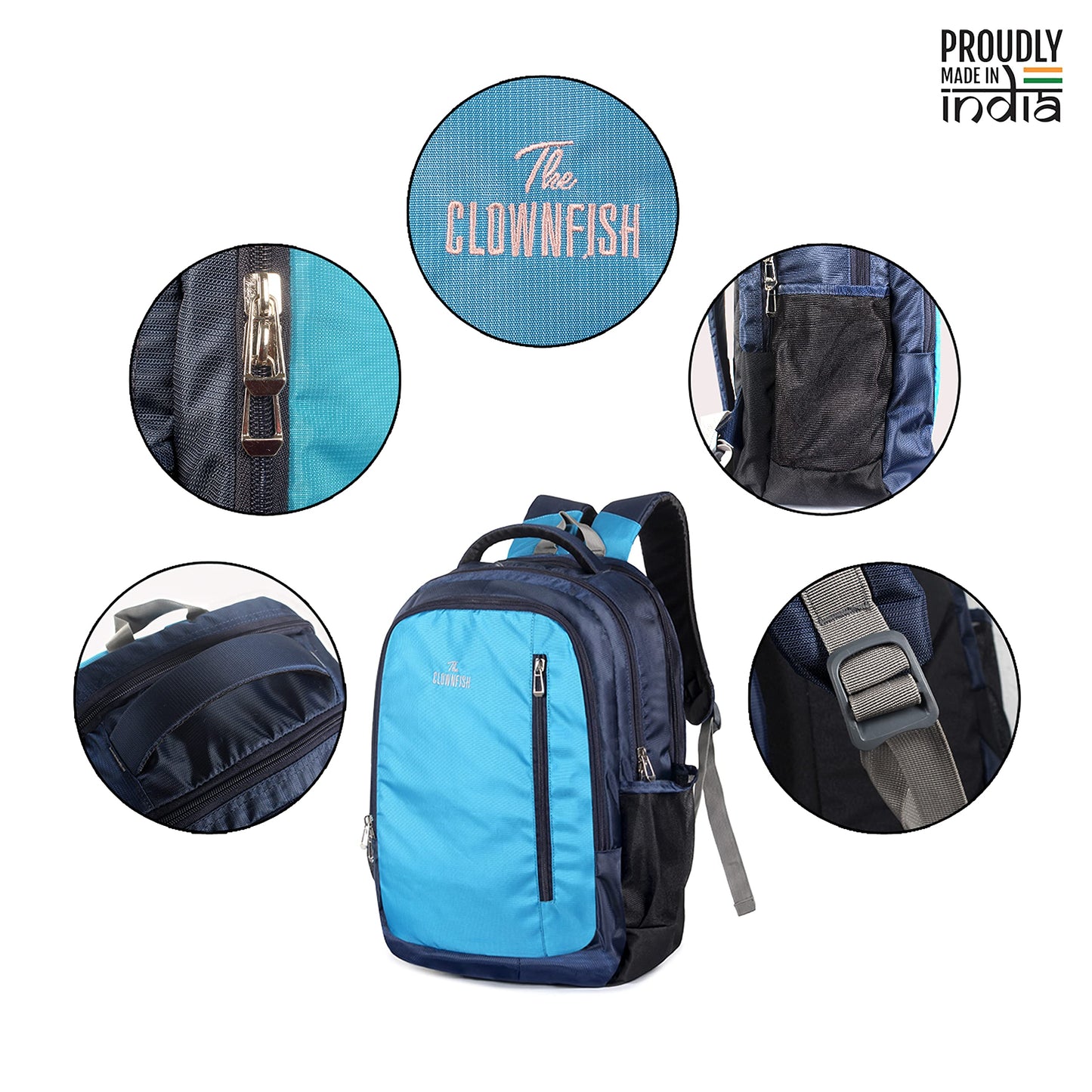 Daypack Backpack with Water Resistance & Laptop Compartment | 23 Litres | Solid Royal Blue | Casual Travel