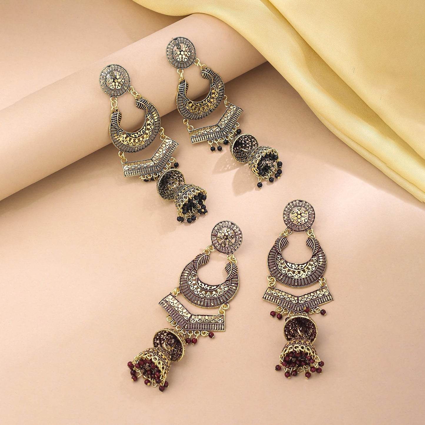 Yellow Chimes Chandbali Earrings - Perfect for celebrations