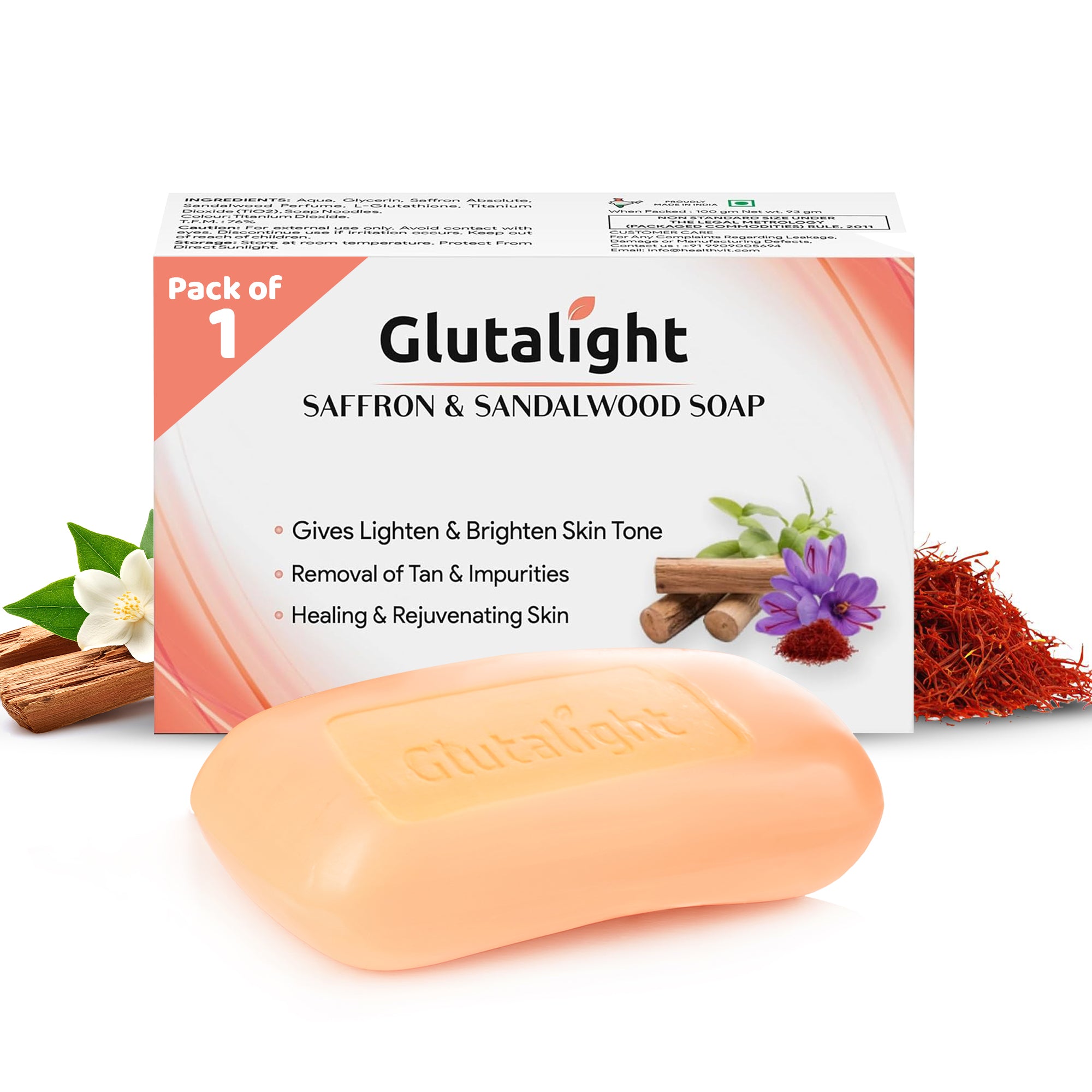 Glutalight Saffron & Sandalwood Soap |Tan Removal Soap| Hydrates, Soot – The Better Home