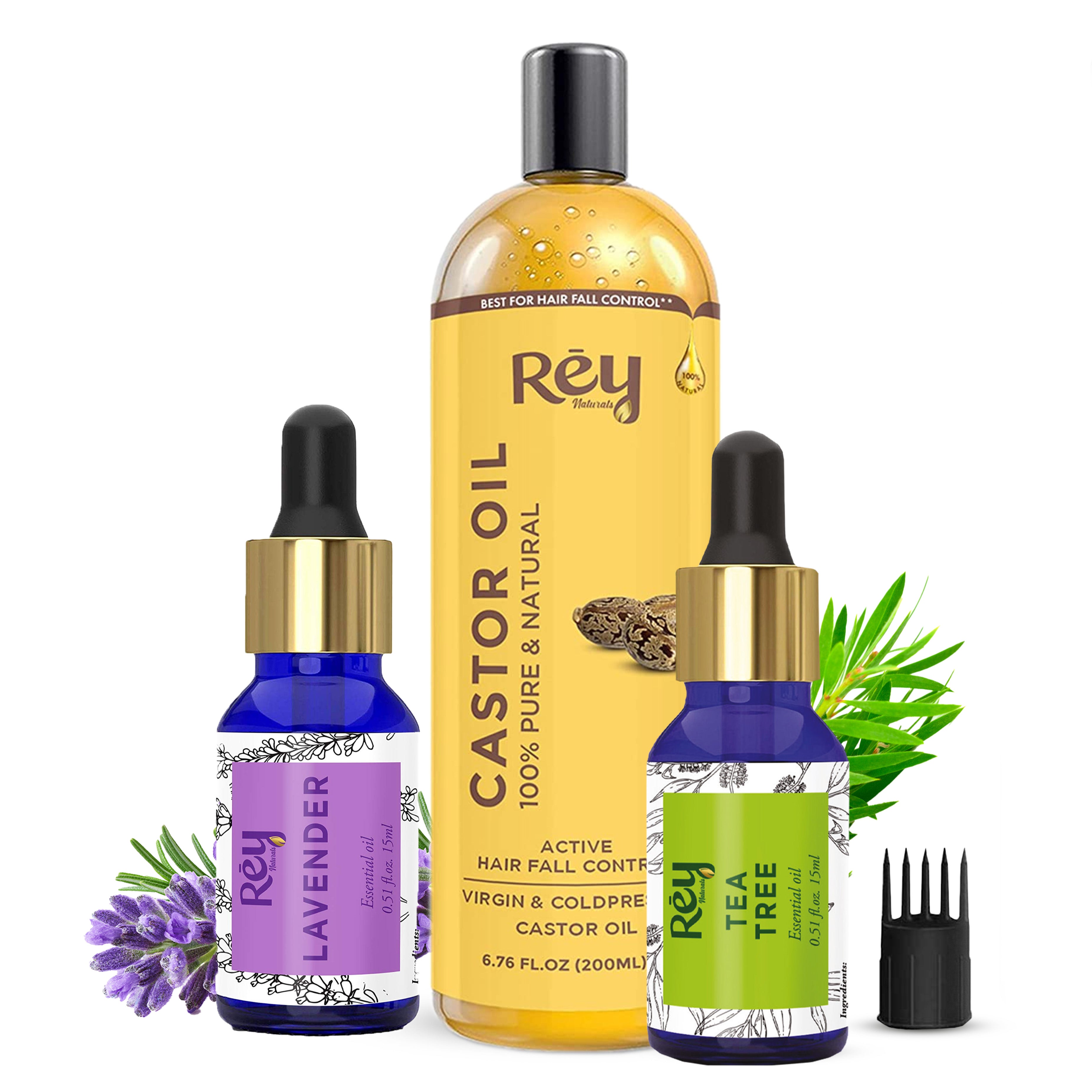 lavender and tea tree oil for hair growth Buy Combo: Rey Naturals Castor Oil