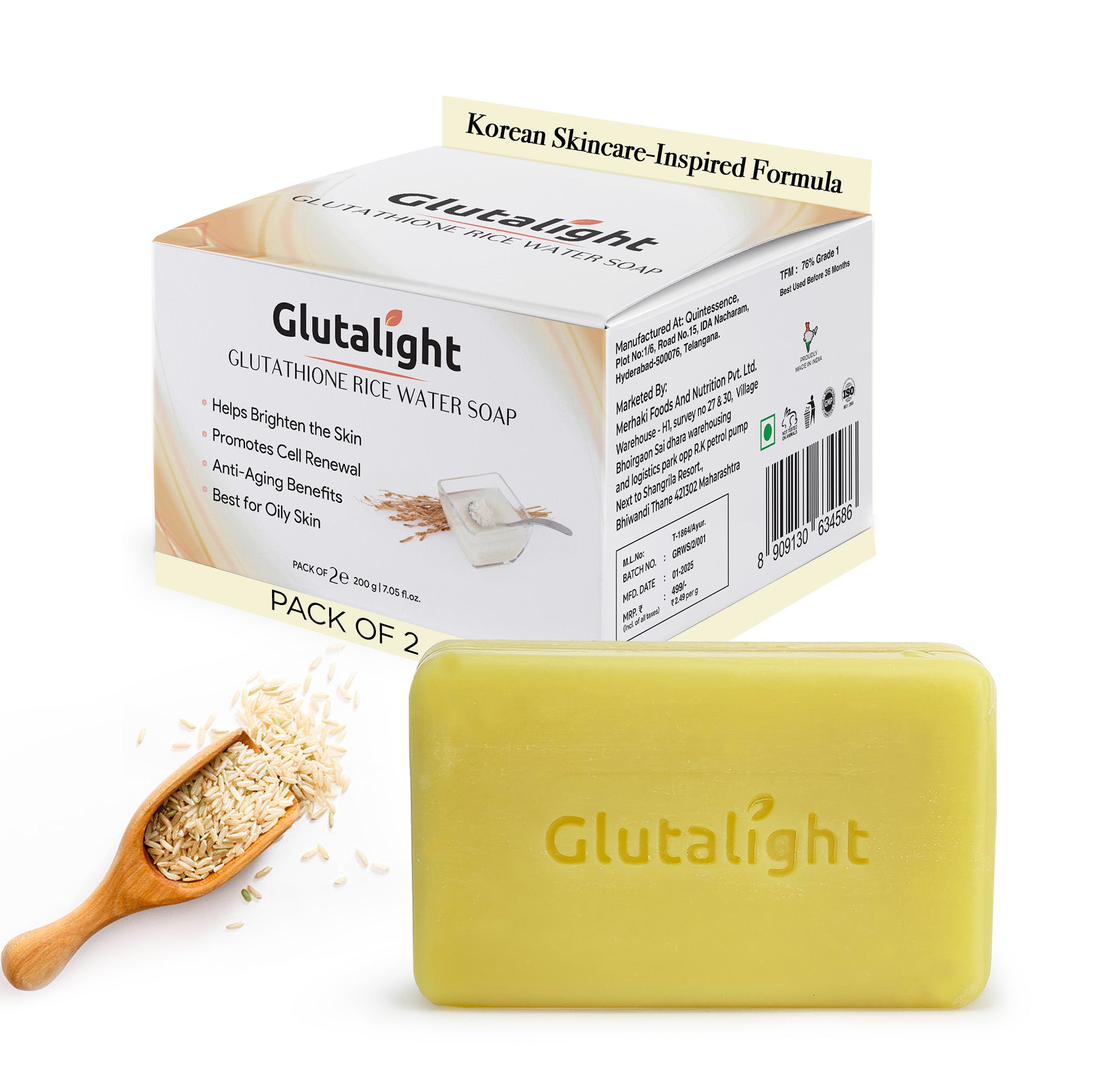 Buy Glutalight Pack of 2: Unisex Glutathione Rice Water Soap – The Better Home